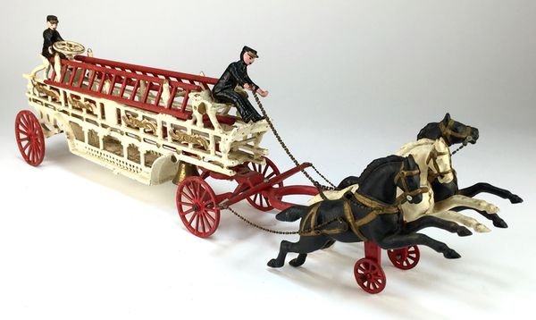vintage cast iron horse and buggy toy
