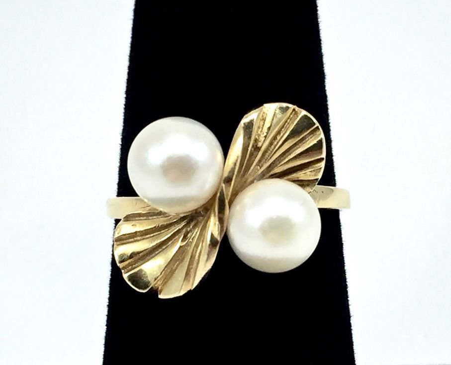 1950's-60's Double Pearl 14k Ring (1 of 6)