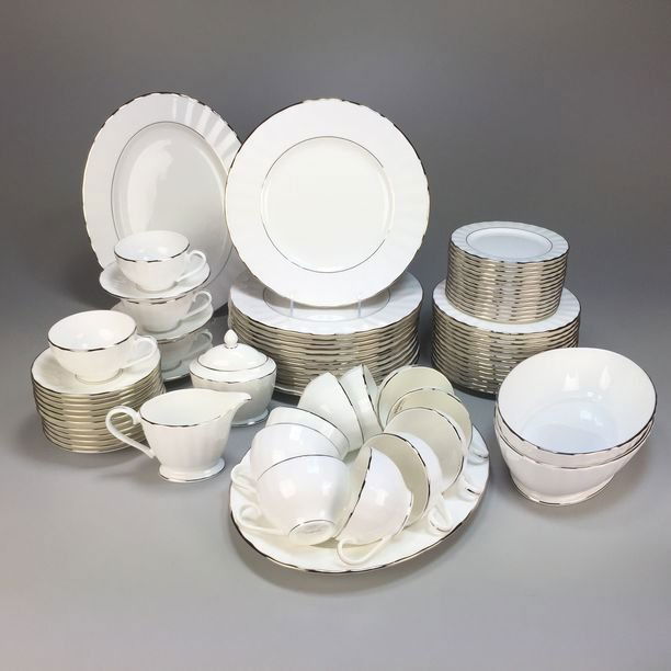 1831 Grand Manor Platinum China Dishes, Service for 14 (1 of 9)