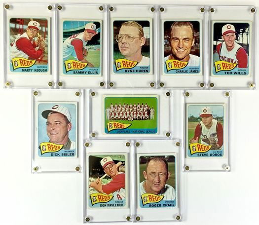 Set of 1965 Cincinnati Reds Team Topps Baseball Cards (1 of 10)