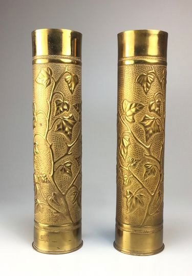 Pair of Trench-Art Brass Shell Cases (1 of 10)