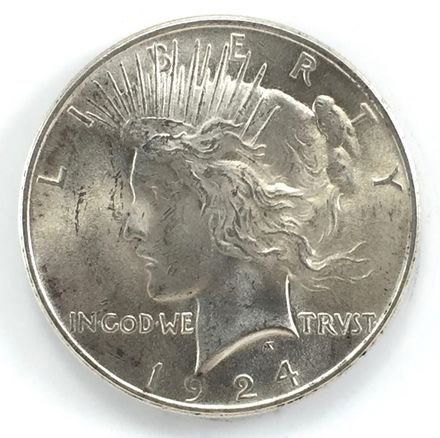 1924 Peace Dollar US Silver Coin (1 of 2)