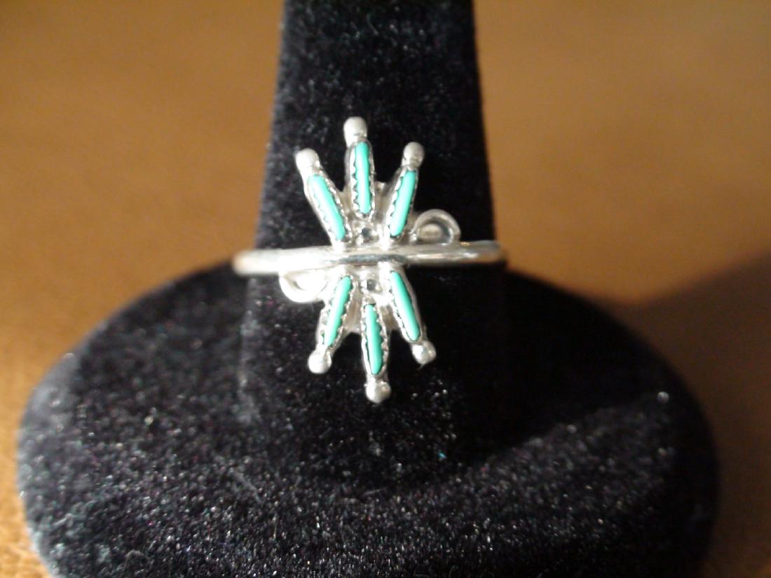 Native American Zuni Sterling Silver Petite Point Ring (1 of 3)