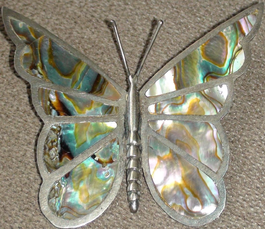 Antique Taxco Sterling Silver Abalone Shell Butterfly (1 of 4)