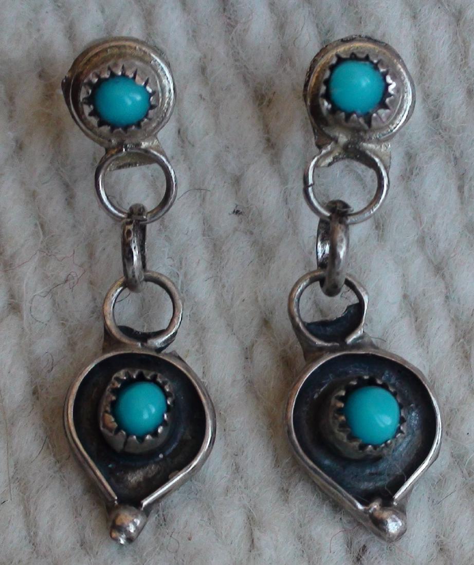 Native American Zuni Sterling Petite Point Earrings (1 of 2)