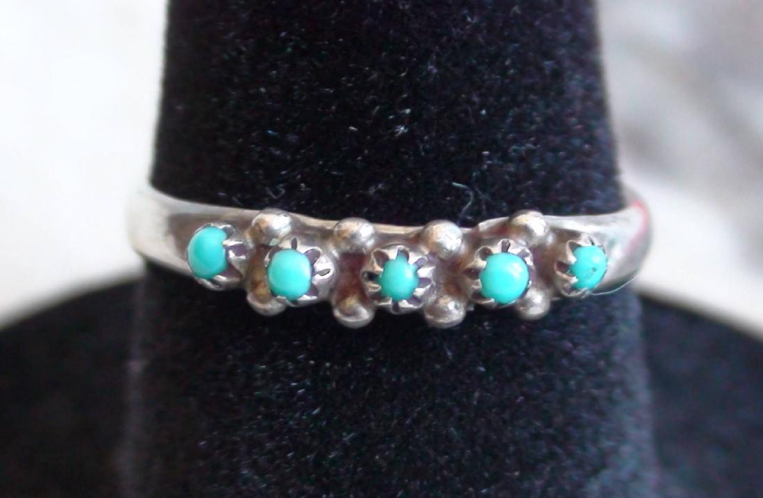 Native American Zuni Sterling Silver Turquoise Petite (1 of 3)