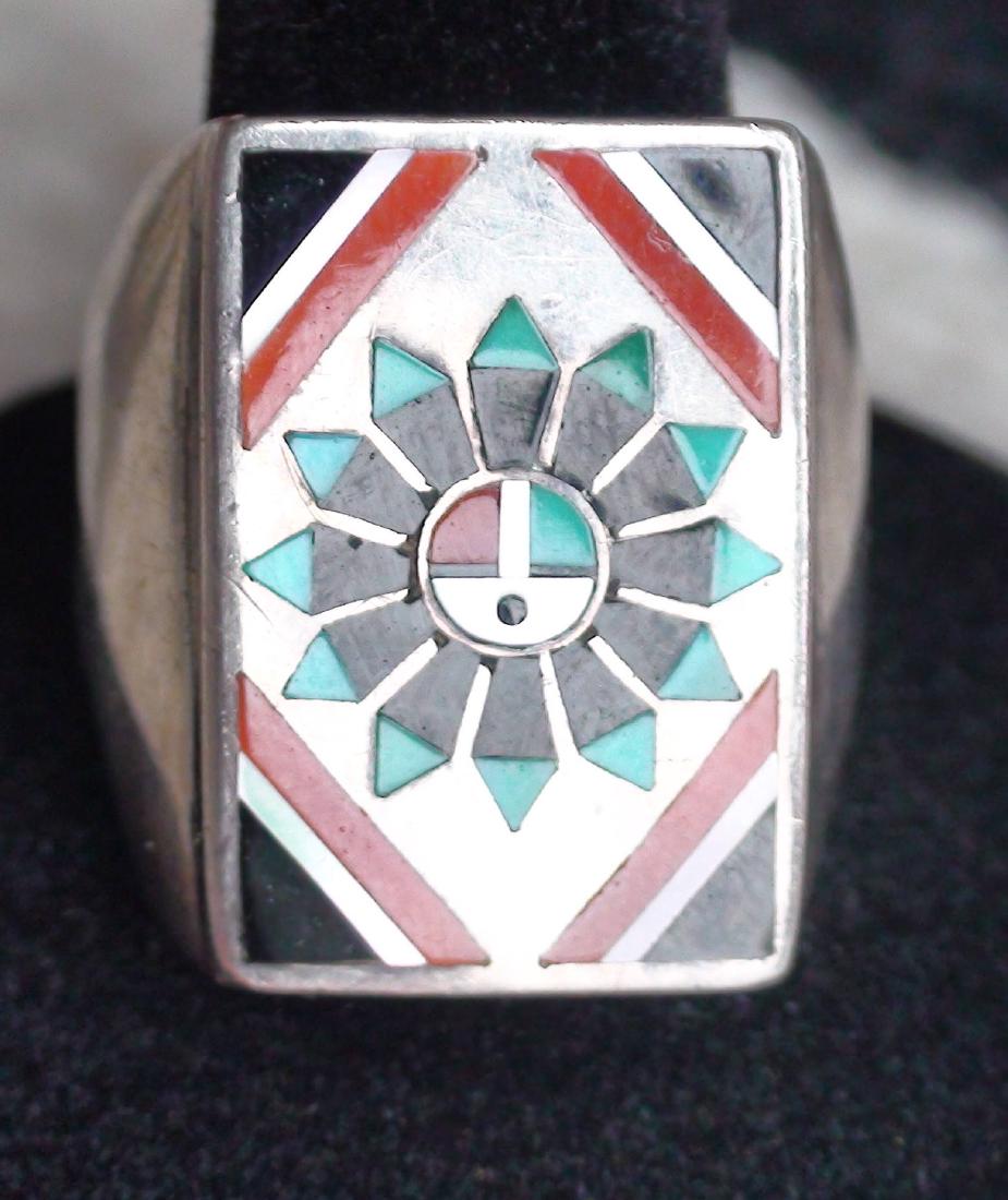 Native American Zuni Sterling Silver Turquoise Coral (1 of 6)