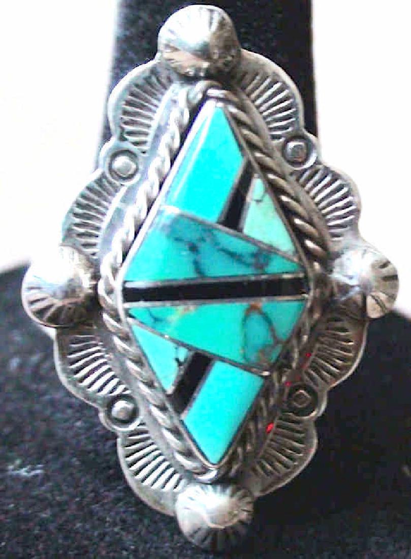 Native American Navajo Sterling Silver Turquoise Ring (1 of 5)