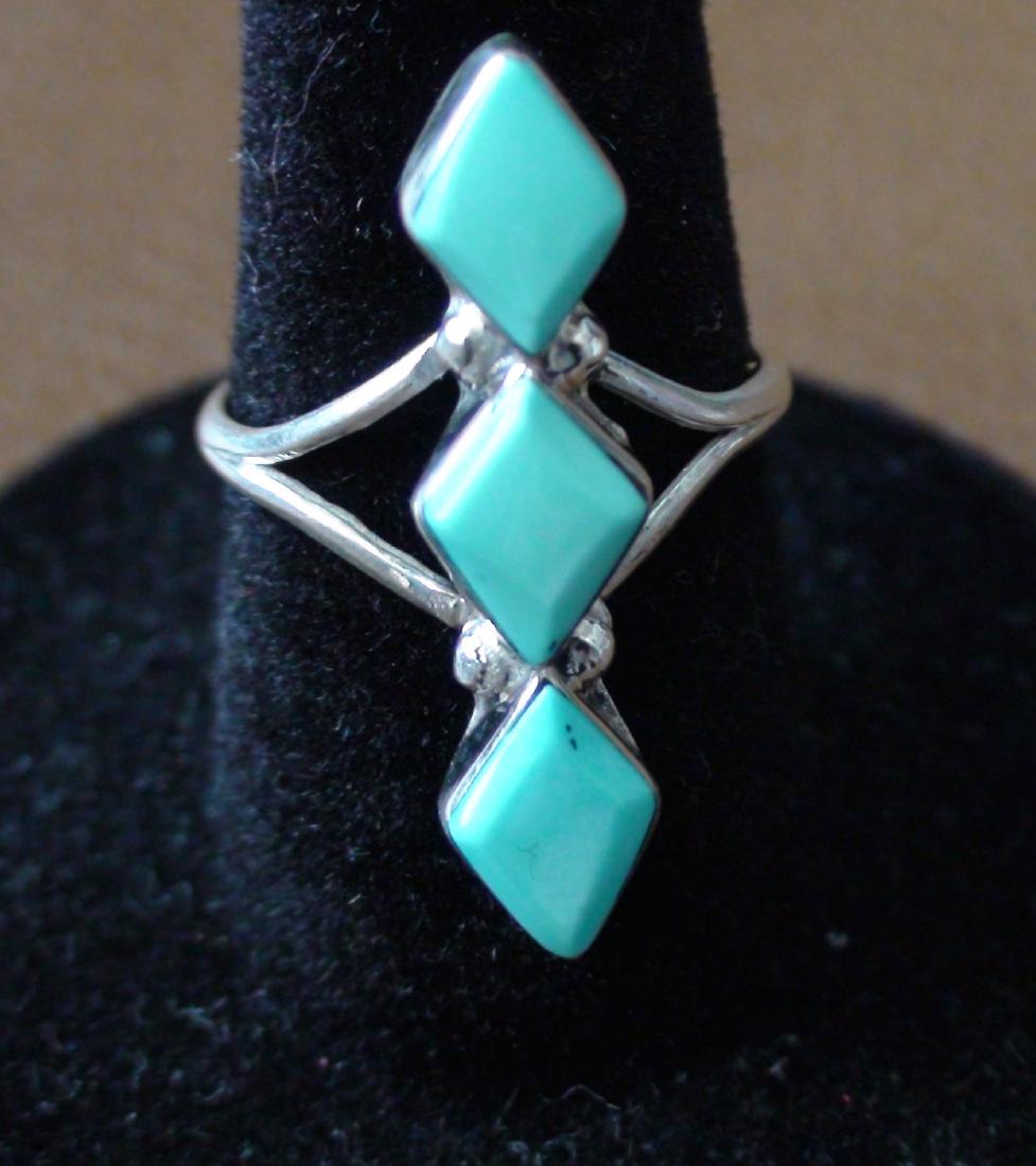 Native American Zuni Sterling Silver Turquoise Stone (1 of 5)