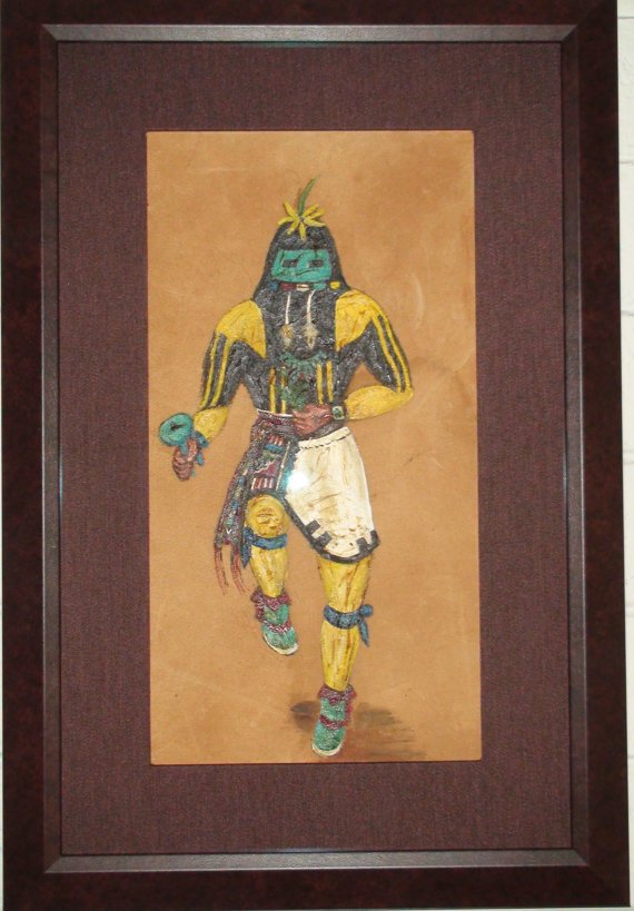 Antique Native American Hopi Long Hair Kachina Painting Sep 16
