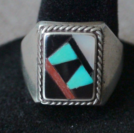 Native American Zuni Sterling Silver Turquoise Ring 9.5 (1 of 5)