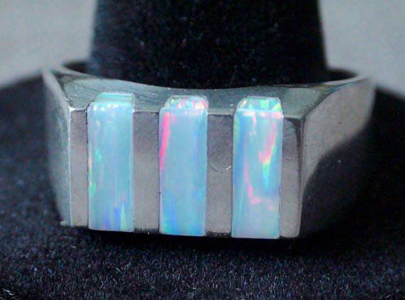 Vintage Mexico Sterling Silver Opal Ring Size 12 (1 of 5)
