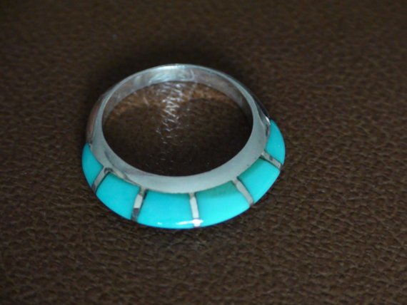 Native American Zuni Sterling Silver Turquoise Ring 6 (1 of 5)