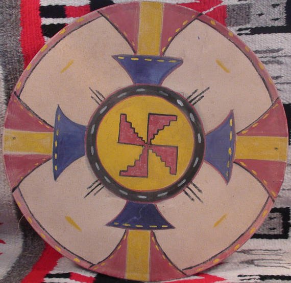 Antique Native American Sioux Ceremonial Canvas Shield (1 of 8)
