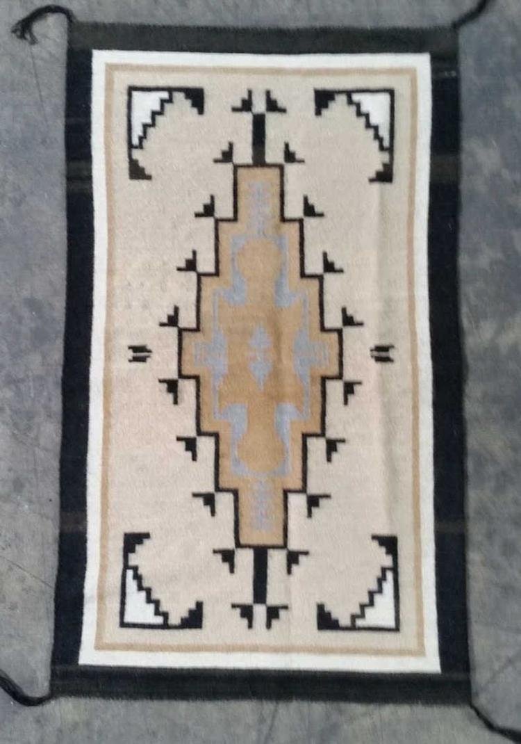 Native American Navajo Two Grey Hills Rug 42 x 25 Inch (1 of 2)
