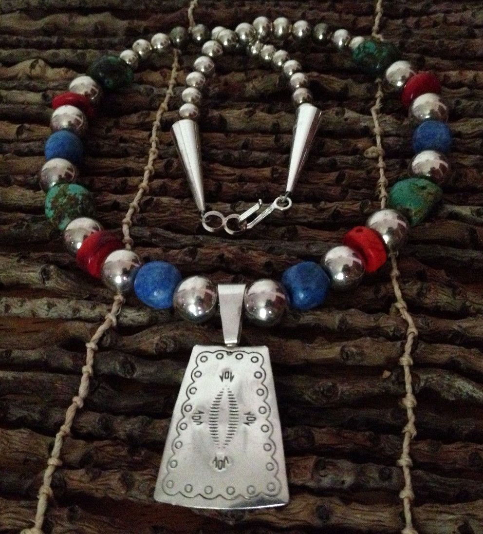 Native American Navajo Sterling Silver Necklace (1 of 6)