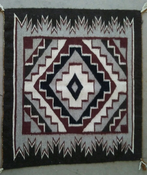 Native American Navajo Wool Diamond Pattern Rug Ganado