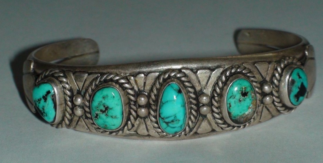 Native American Navajo Sterling Turquoise Bracelet (1 of 6)