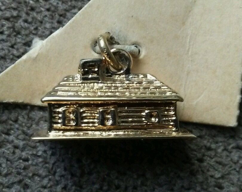 Fisher 22K Gold On Sterling Silver Log Cabin Charm (1 of 3)