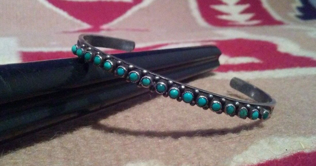 Native American Zuni Sterling Silver Turquoise Bracelet (1 of 4)