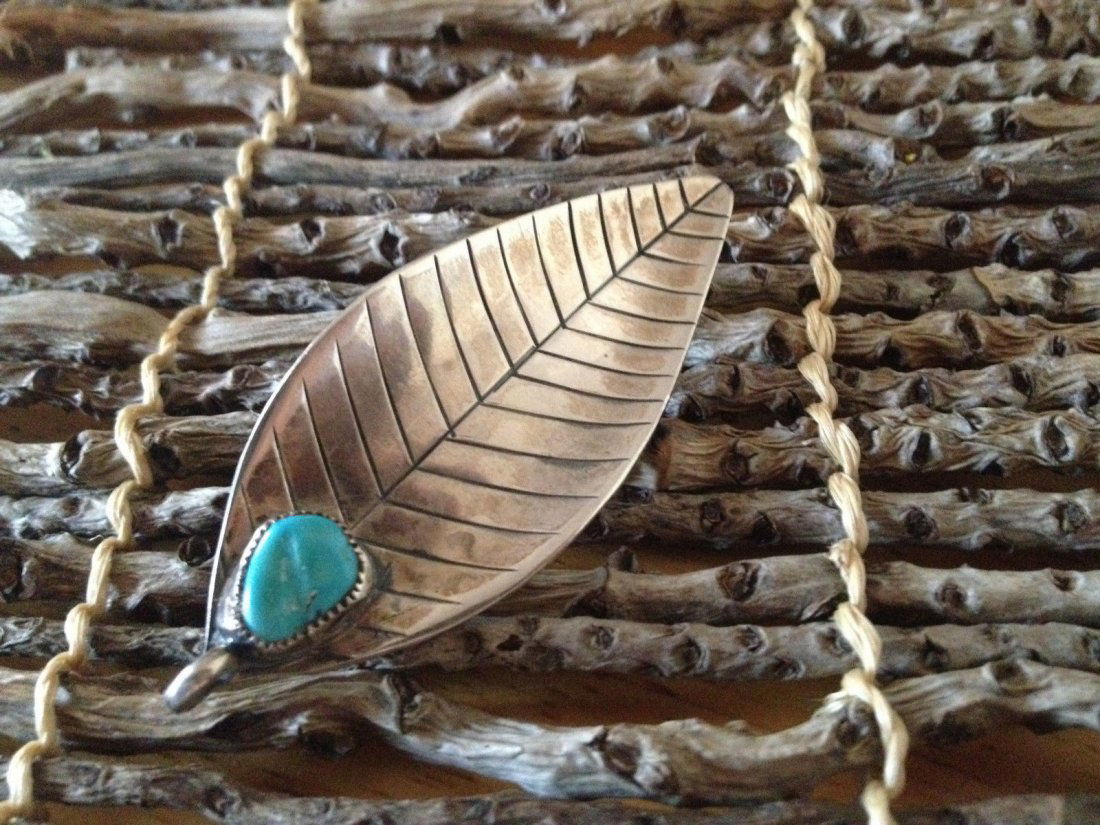 Native American Navajo Sterling Silver Turquoise Brooch (1 of 5)