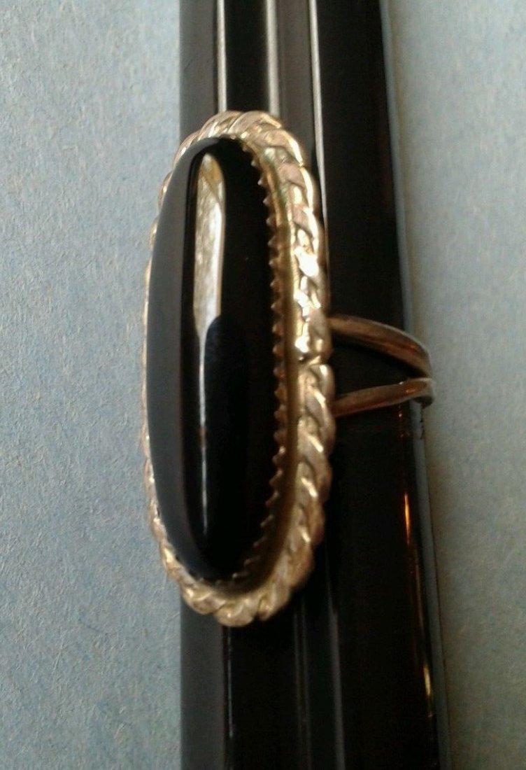 Native American Navajo Sterling Silver Onyx Ring (1 of 3)