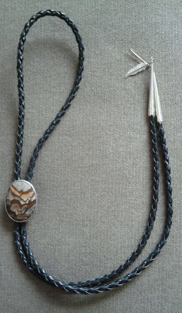 Native American Navajo Sterling Silver Jasper Bolo Tie (1 of 4)