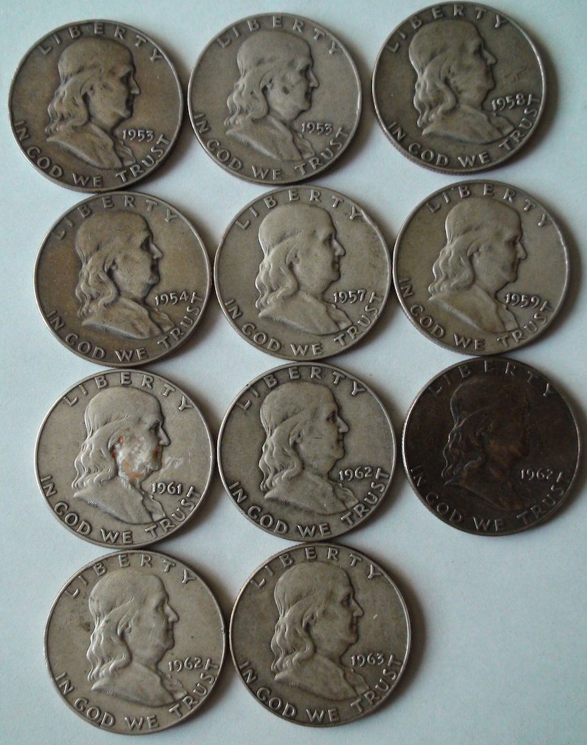 11 United States Franklin Half Dollars 1953-1963 D (1 of 7)