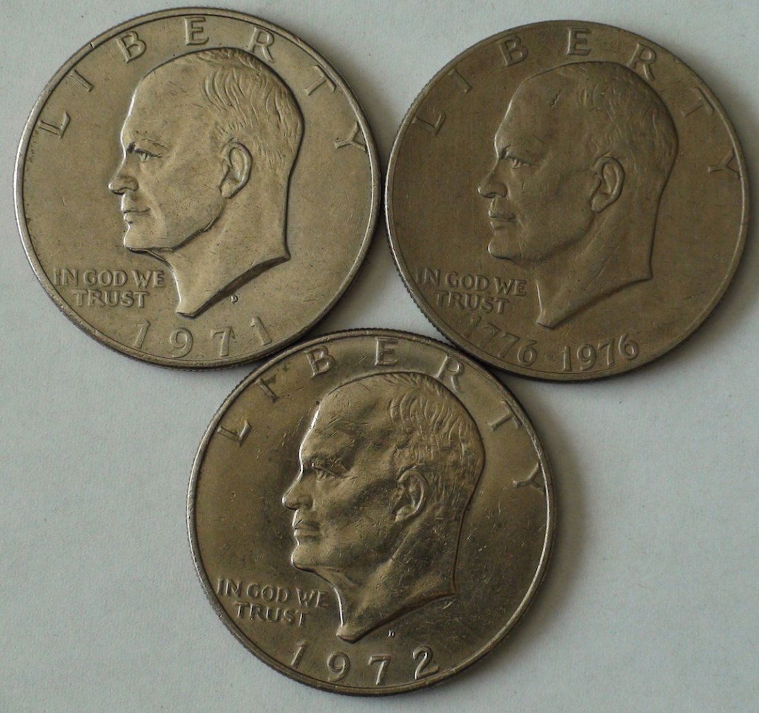 3 United States Eisenhower Dollar Coins (1 of 3)