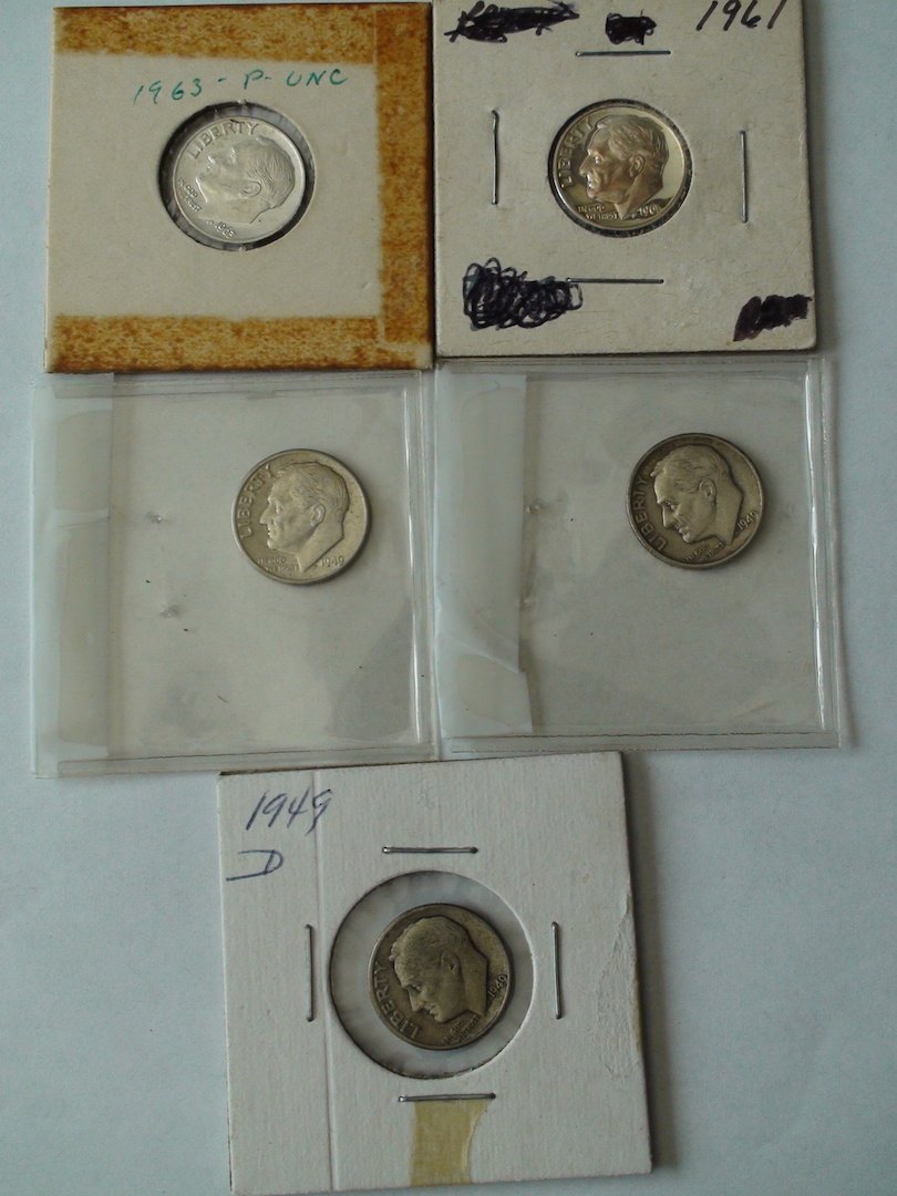 5 Roosevelt Silver Dime Coins United States High Grade (1 of 8)