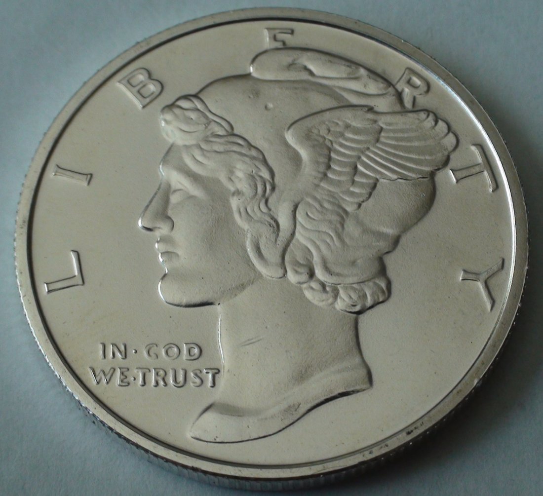 2015 One Troy Ounce .999 Pure Silver Mercury Dime Coin (1 of 3)