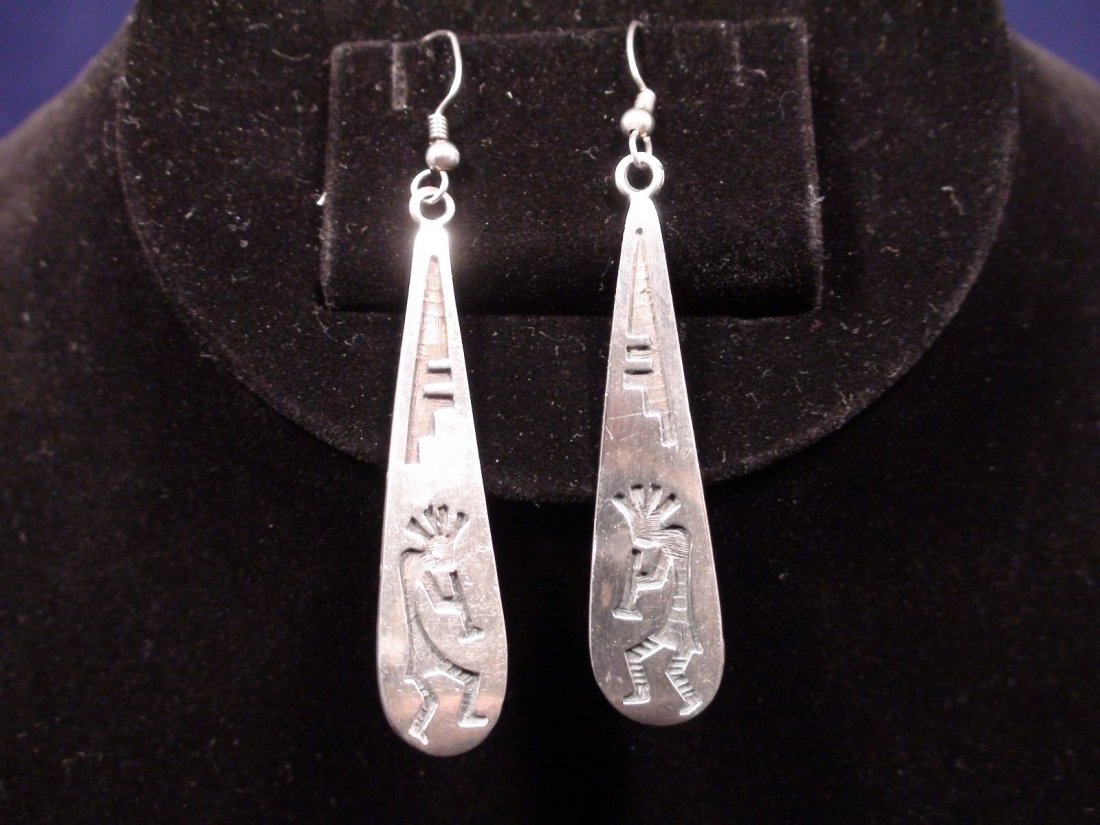 Native American Hopi Sterling Silver Kokopelli Earrings (1 of 2)