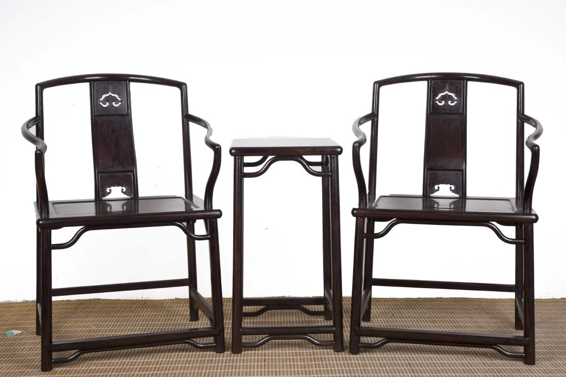 Pair of Chinese Zitan Chairs with A Table (1 of 7)