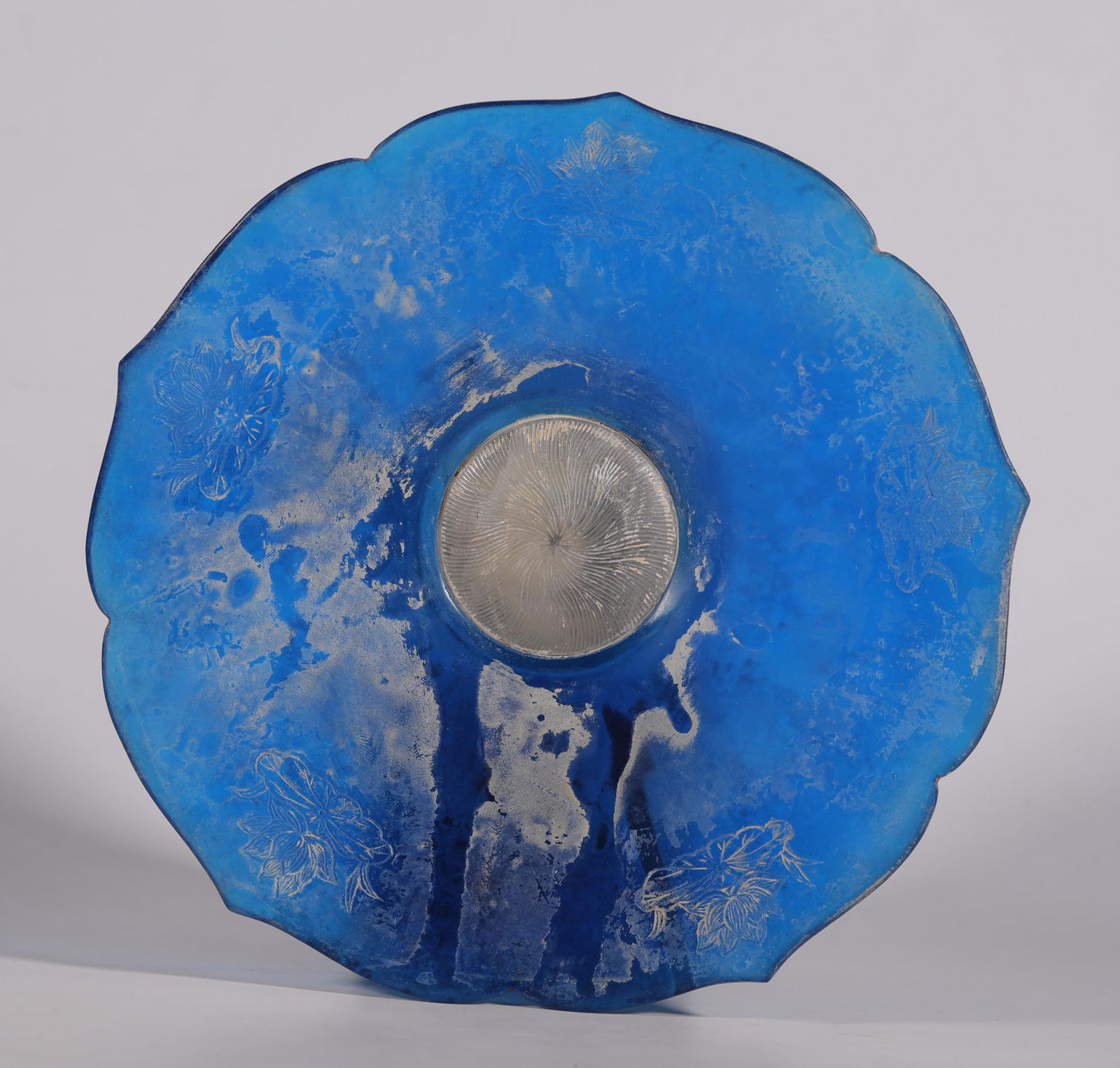 A Chinese Blue Peking Glass Plate Sep 16, 2019 Bohemia Auction