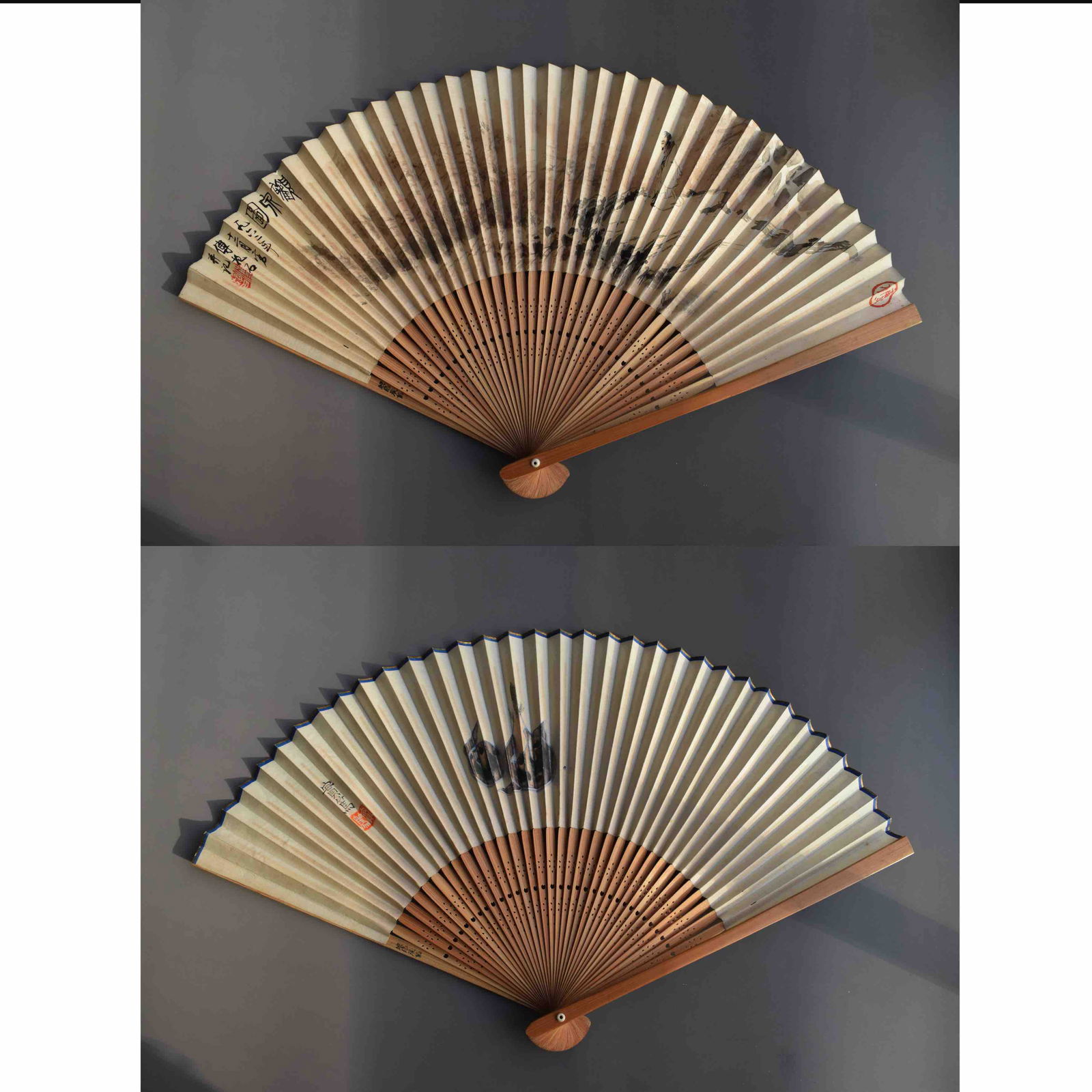 A Chinese Painting on a Fan, Fu Baoshi Mark: 40 Ã— 22 cm;