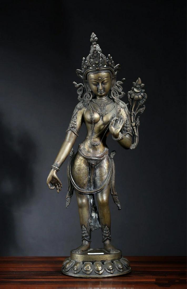 A Chinese Bronze Standing Statue of Tara (1 of 8)