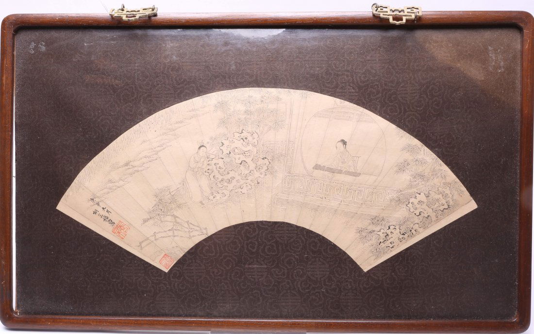 A Chinese Fan Painting with Frame (1 of 4)