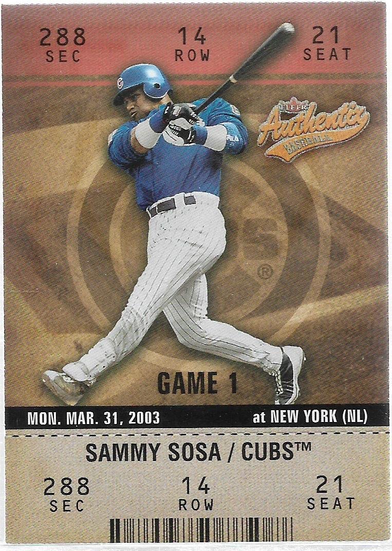 2003 Fleer Authentix #57 Sammy Sosa (1 of 1)