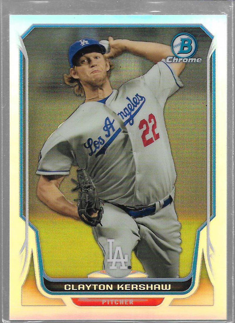 2014 Bowman Chrome Refractors #158 Clayton Kershaw (1 of 1)