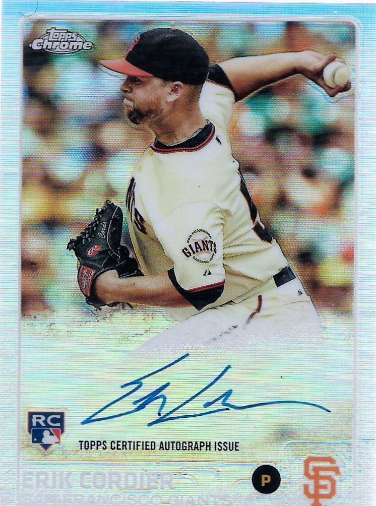 2015 Topps Chrome Rookie Autographs #AREC Erik Cordier (1 of 1)
