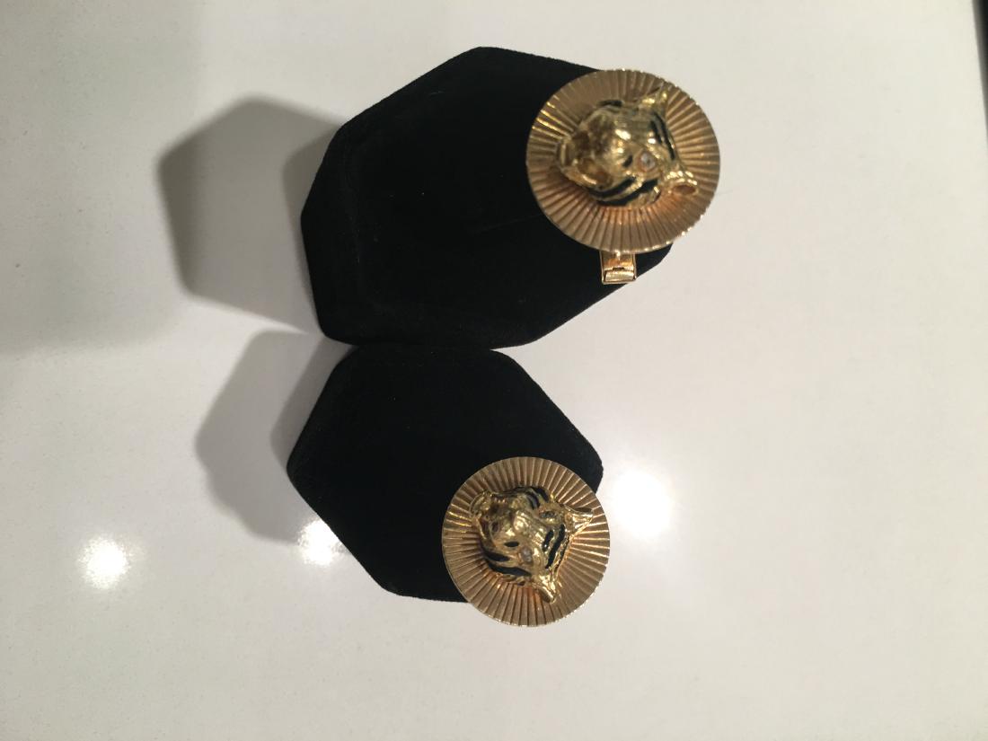 Vintage pair of cufflinks 14kt and 18kt gold enamel and (1 of 3)