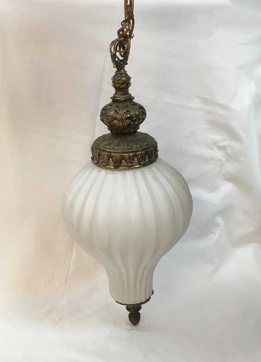 Vintage Hanging Milk Glass Lamp