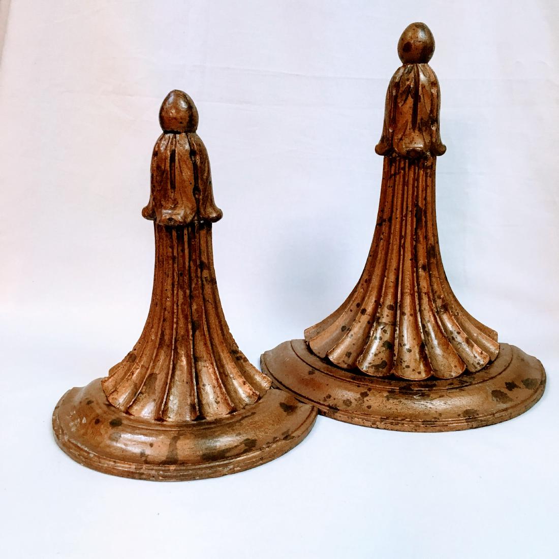 Pair italian Antique Gilded Wood Wooden Wall Sconces: Pair Antique Gilded Wood Wooden Wall Sconces measures