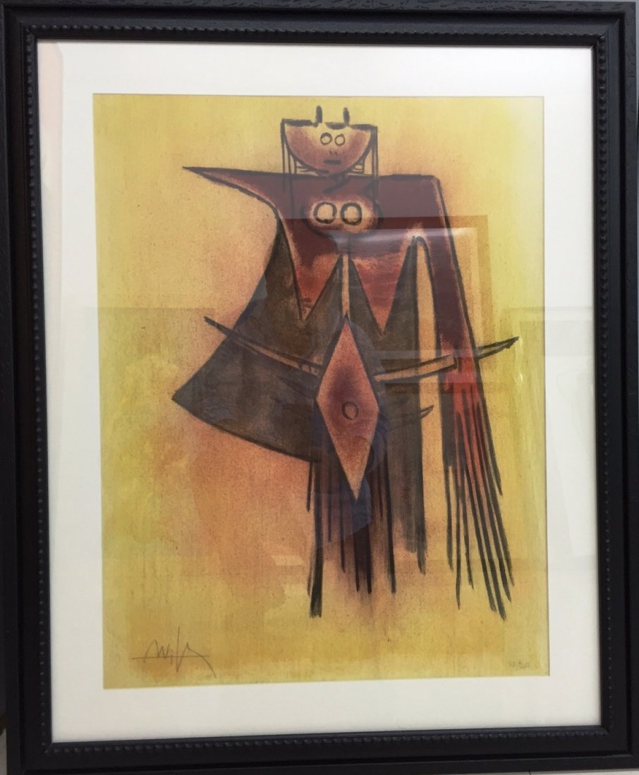 Wilfedro Lam, Cuban Art, Litopgraphy: Pleni Luna Litograph 1974, 27 x 20 inch