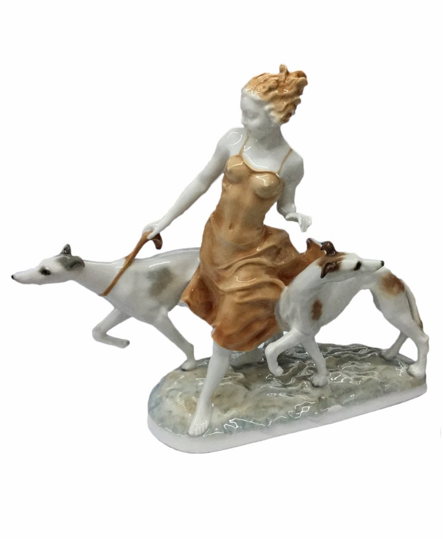 Antique Art Deco Hutschenreuther Porcelain By Karl: Antique Art Deco Hutschenreuther Porcelain signed by the artist, measures 13 x 9