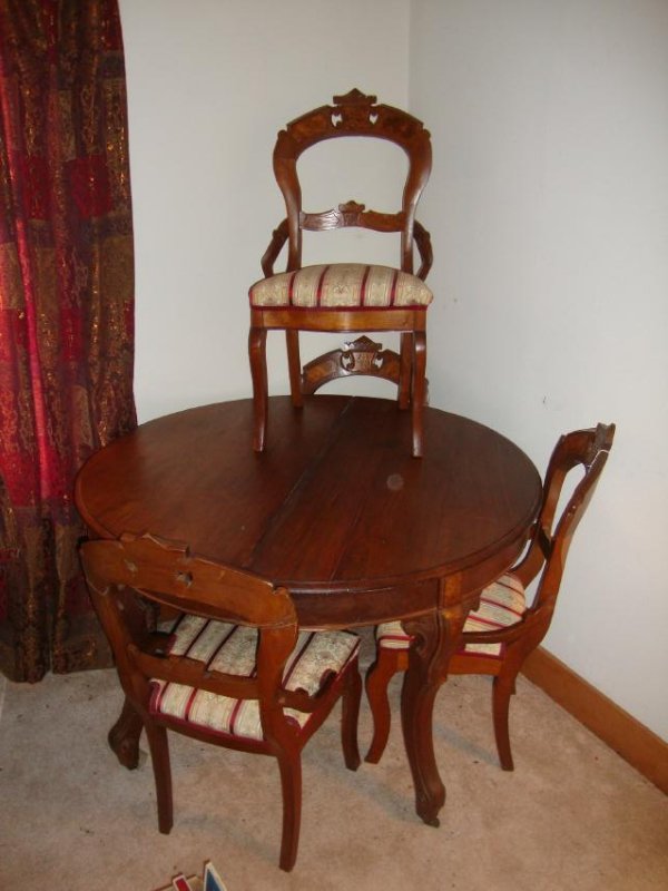 Walnut dining table with four chairs (1 of 1)