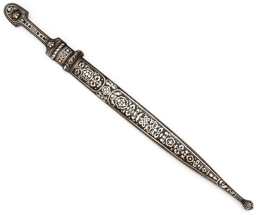 CAUCASIAN DAGGER (KAMA) WITH SILVER INLAY, 19TH C. (1 of 9)