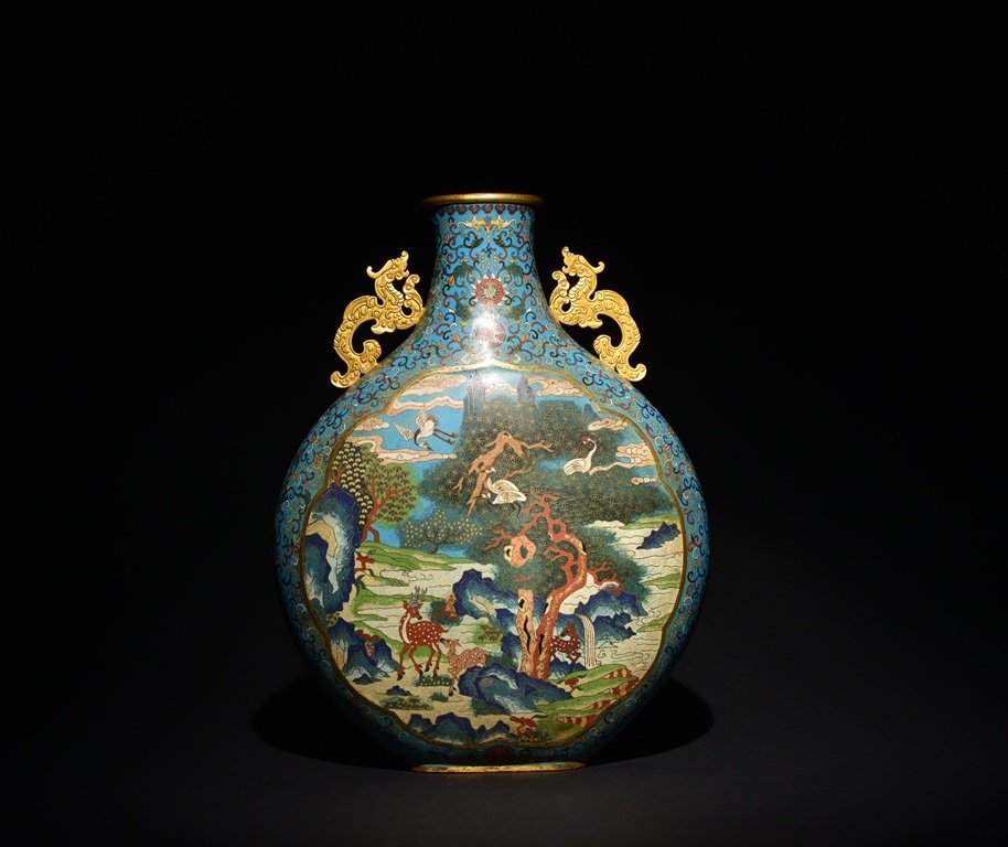 A GILT BRONZE CLOISONNE ENAMEL MOONFLASK (1 of 6)