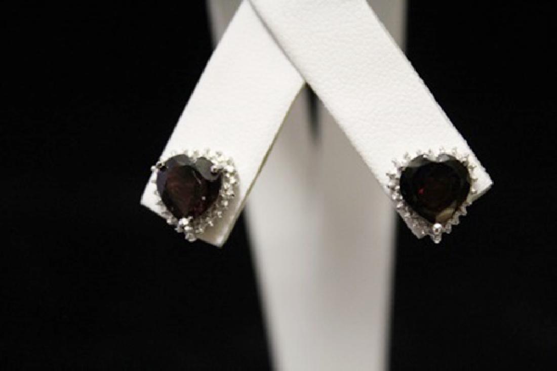 Fancy Garnet & Diamond Silver Earrings (53M) (1 of 3)