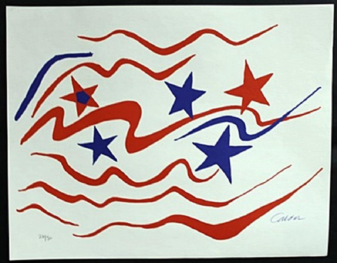 "Flying Colors 76" By Alexander Calder: Authentic Limited Edition Authentic Lithograph bears the signature Approximately 11" x 14" In.